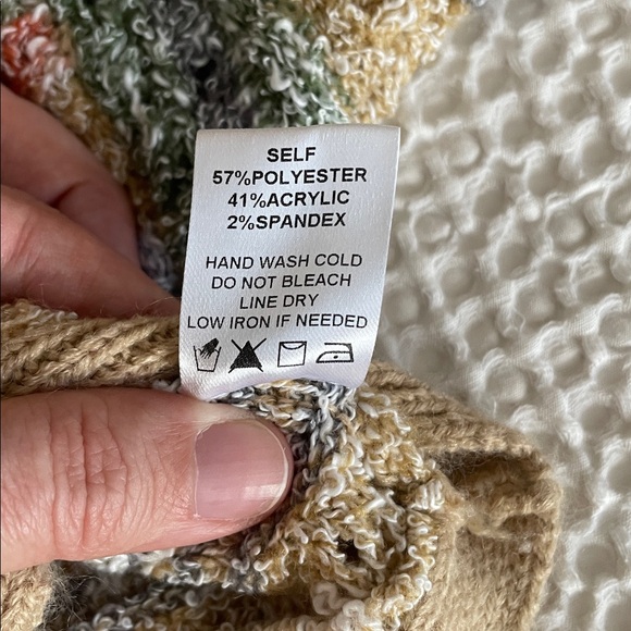 LALAVON Boxy Crop V-Neck Short Sleeve Open Knit Multi Color Sweater Top Size S - Picture 10 of 10